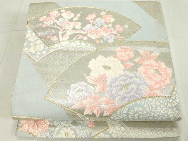 平和屋着物◎六通柄袋帯 唐織 地紙花文 金銀糸 正絹 逸品 DAAY8563cd