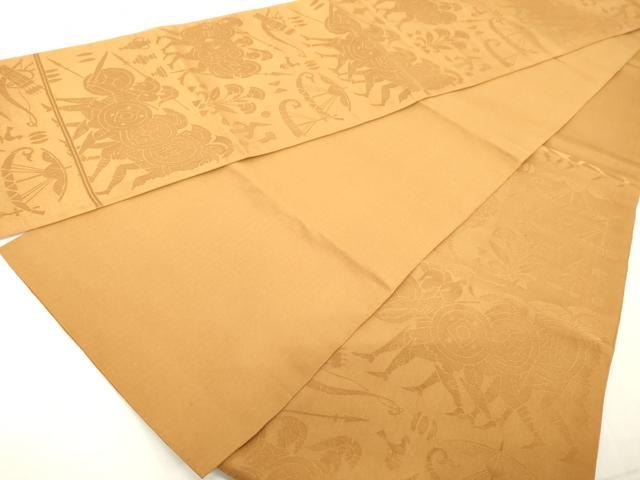 平和屋着物◎六通柄 本袋帯 古代文 金茶色 正絹 逸品 DAAY8592cd