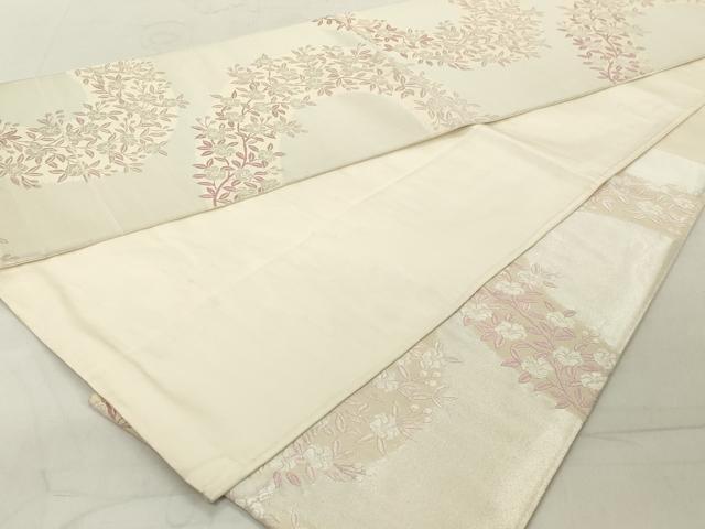 平和屋着物◎六通柄袋帯 唐織 枝花文 銀糸 正絹 逸品 DAAY8598cd