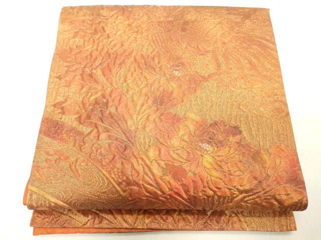 平和屋着物◎六通柄袋帯 元禄錦 花鳥文 うるし押箔 正絹 逸品 DAAY8599cd