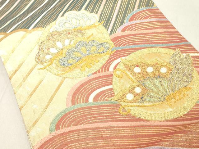 平和屋着物◎六通柄袋帯 唐織 花蝶丸文 金糸 正絹 逸品 DAAY8603cd