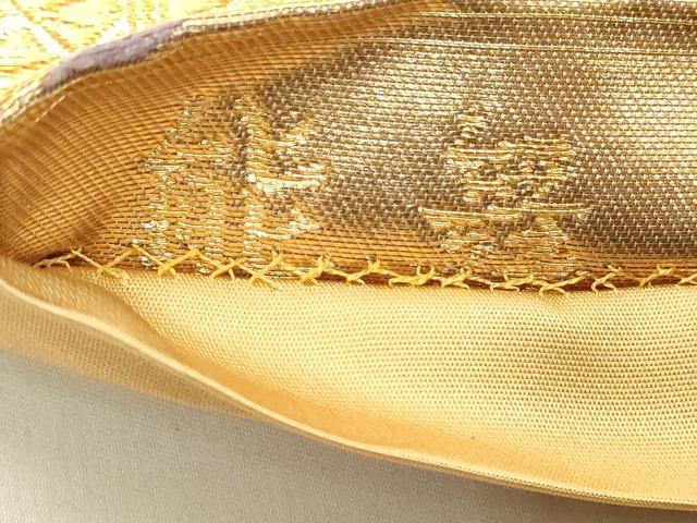 平和屋着物◎六通柄袋帯 唐織 能舞 扇面鴛鴦文 金糸 正絹 逸品 DAAY8616cd