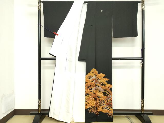 平和屋着物■豪華黒留袖 作家物 刺繍 花鳥文 暈し染め 正絹 逸品 DAAY8788cd