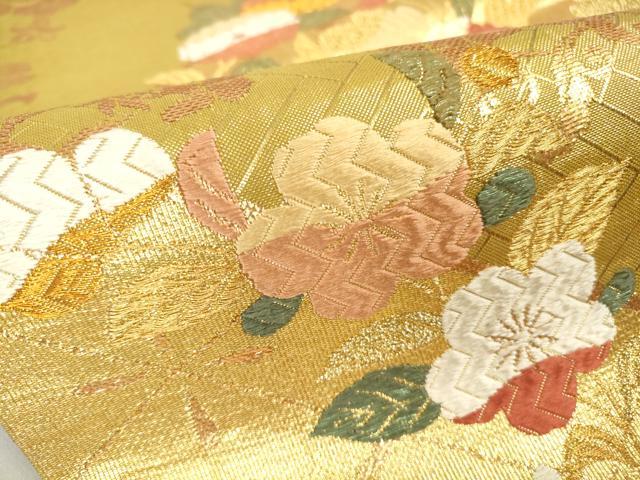 平和屋着物▼佐賀錦 六通柄袋帯 唐織 吉祥花文 金糸 正絹 逸品 DAAY9026az