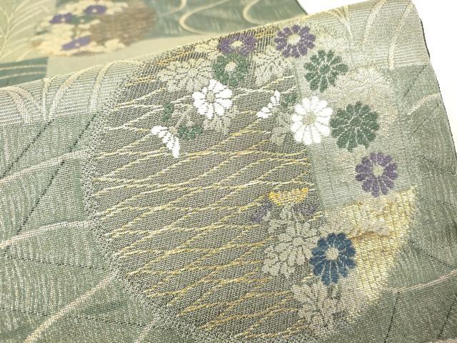 平和屋着物▽世界的友禅作家 千地泰弘 スリーシーズン 春夏秋 六通柄袋帯 千地天女 流水花丸文 金糸 証紙付き 逸品 DAAY9123az