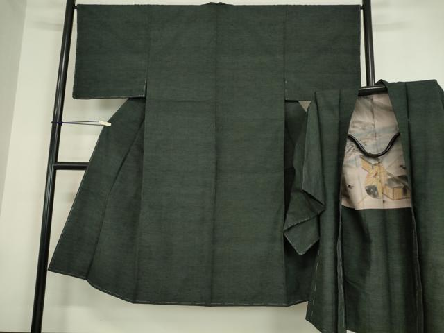平和屋着物●男性 紬 アンサンブル 蝋色 正絹 逸品 未使用 DAAY9269az