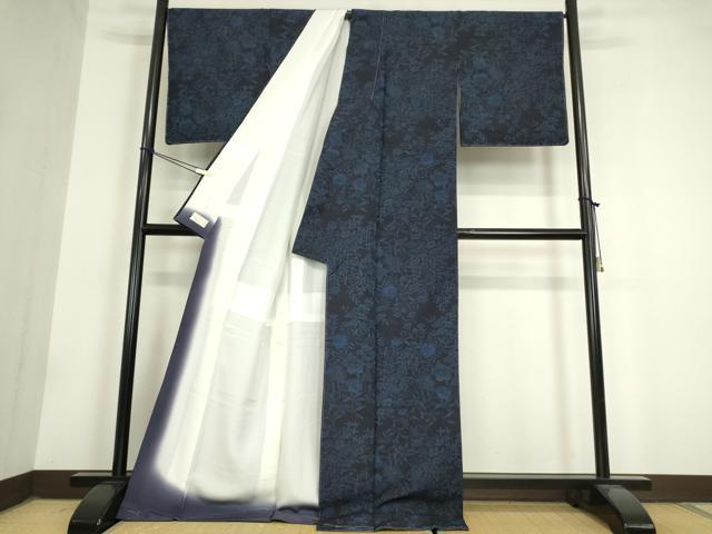 平和屋着物●結城紬 草花文 証紙付き やまと金ラベル 正絹 逸品 未使用 DAAY9350az