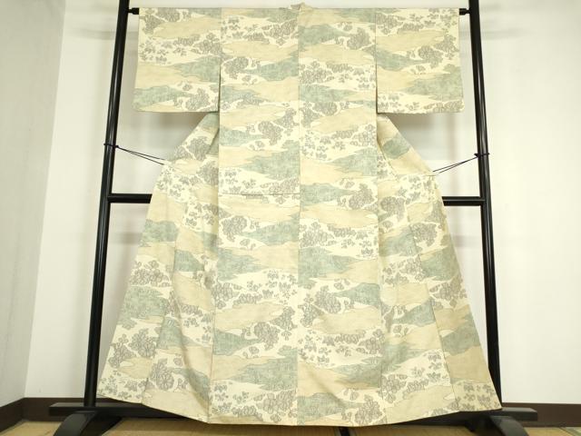 平和屋着物●上質な紬 霞取花文 正絹 逸品 DAAY9361az