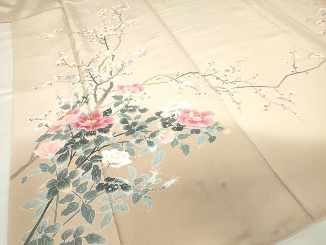 平和屋着物●訪問着 友禅 作家物 枝梅牡丹文 暈し染め 正絹 逸品 DAAY9381az