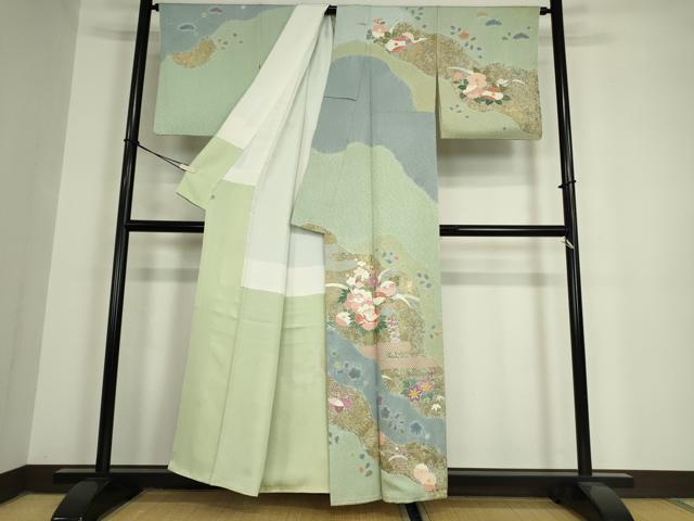 平和屋着物●訪問着 絞り 草花文 金銀彩 正絹 逸品 DAAY9385az