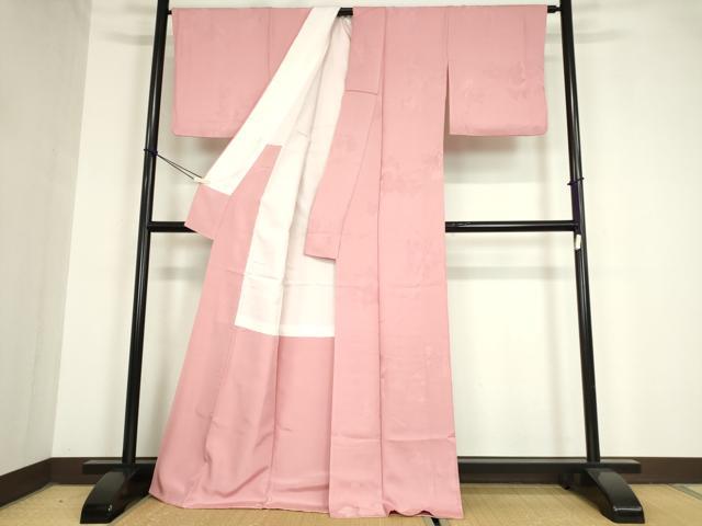 平和屋着物●上質な色無地 蔦の葉地紋 石竹色 正絹 逸品 DAAY9509az