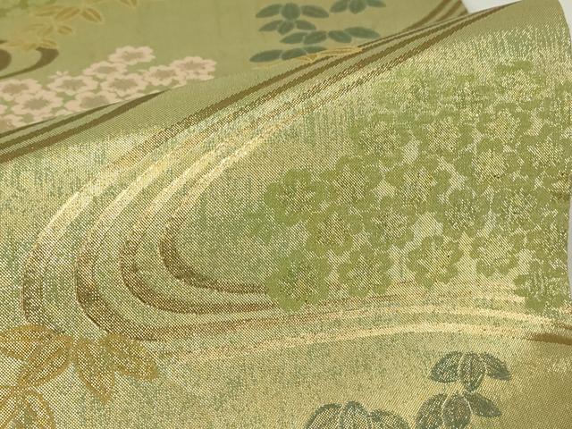 平和屋着物▼六通柄袋帯 ぎゃまん織 流水花文 金糸 正絹 逸品 DAAY9845az