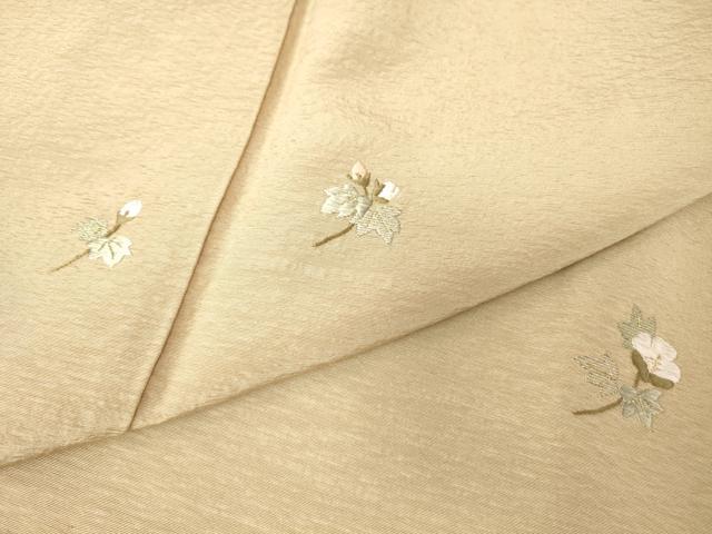 平和屋着物●染色作家 奥田祐斎 色留袖 総刺繍 草花文 白茶色 金糸 正絹 逸品 DAAY9953az