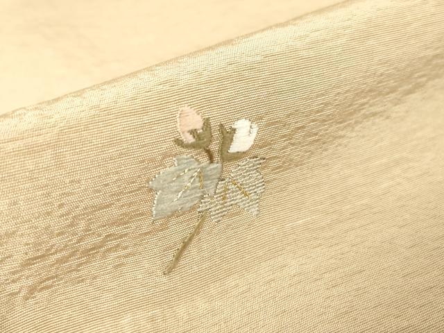 平和屋着物●染色作家 奥田祐斎 色留袖 総刺繍 草花文 白茶色 金糸 正絹 逸品 DAAY9953az