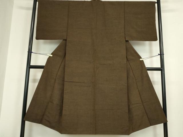 平和屋着物●男性 紬 アンサンブル 赤墨色 正絹 逸品 DAAY9962az