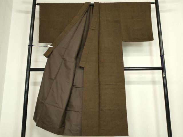平和屋着物●男性 紬 アンサンブル 赤墨色 正絹 逸品 DAAY9962az