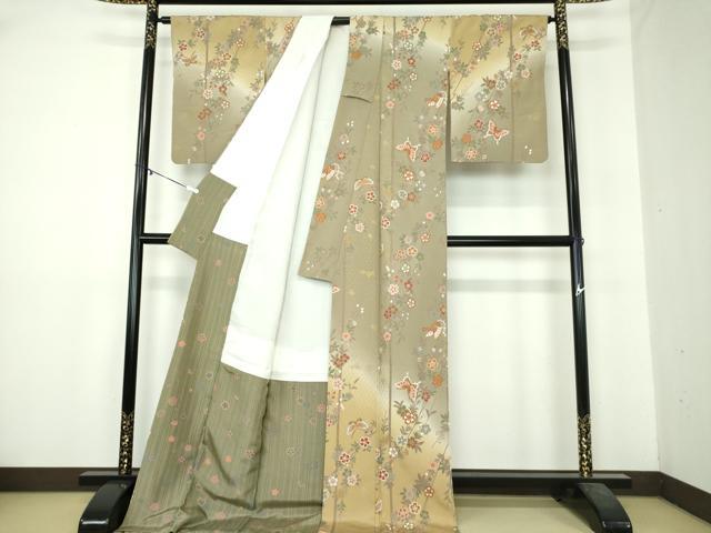 平和屋着物●訪問着 舞蝶花文 暈し染め 金彩 正絹 逸品 DAAZ0024ps