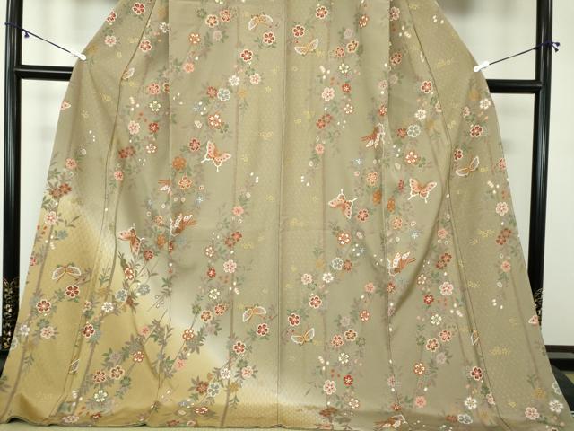 平和屋着物●訪問着 舞蝶花文 暈し染め 金彩 正絹 逸品 DAAZ0024ps