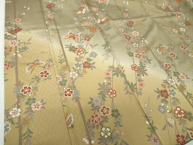 平和屋着物●訪問着 舞蝶花文 暈し染め 金彩 正絹 逸品 DAAZ0024ps