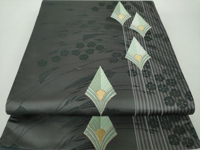 平和屋着物●六通柄袋帯 唐織 草花間道 金銀糸 正絹 逸品 DAAZ0041ps