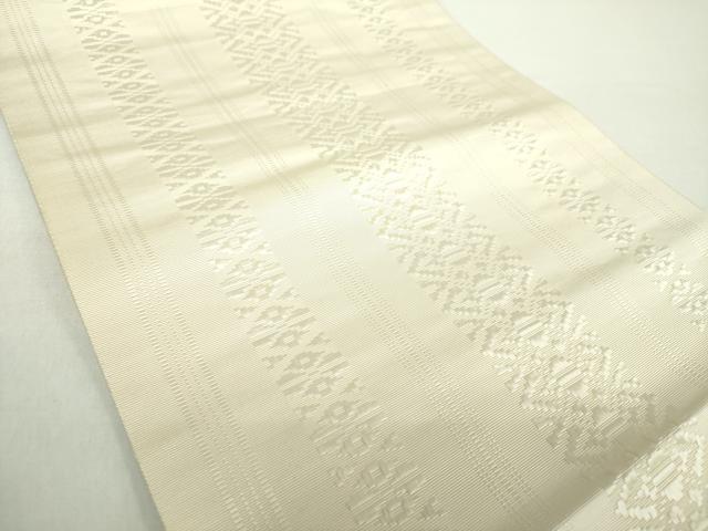 平和屋着物●本場筑前博多織 八寸名古屋帯 献上 生成色 正絹 逸品 DAAZ0150ps