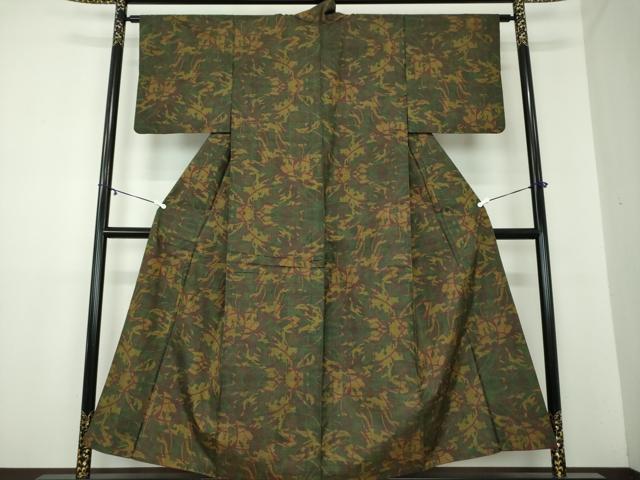 平和屋着物●本場大島紬 7マルキ 草花文 正絹 逸品 DAAZ0213ps