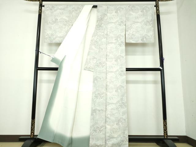 平和屋着物●上質な紬 風景花文 正絹 逸品 DAAZ0214ps
