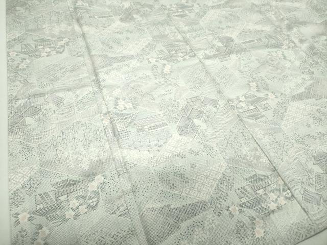 平和屋着物●上質な紬 風景花文 正絹 逸品 DAAZ0214ps
