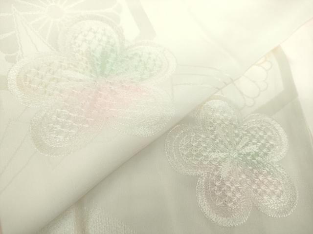 平和屋着物●中国三大刺繍 スワトウ刺繍 汕頭刺繍 長襦袢 袷 亀甲折鶴花地紋 暈し染め 正絹 逸品 DAAZ0235ps