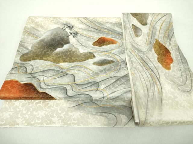 平和屋着物●つけ帯　刺繍　手描き　浜松文　金彩　正絹　逸品　DAAZ0244ps 平和屋着物○つけ帯 刺繍 手描き 浜松文 金彩 正絹 逸品 DAAZ0244ps