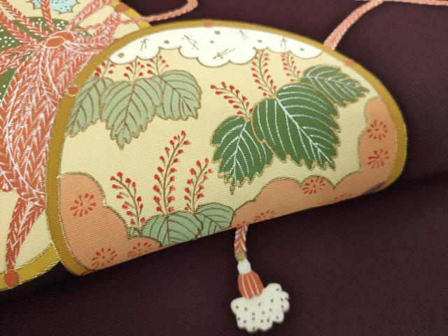 平和屋着物●塩瀬 九寸名古屋帯 鼓桐文 金彩 正絹 逸品 DAAZ0295ps