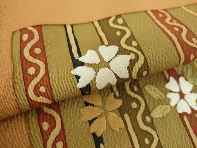 平和屋着物●九寸開き名古屋帯 刺繍 花間道 金糸 正絹 逸品 DAAZ0302ps