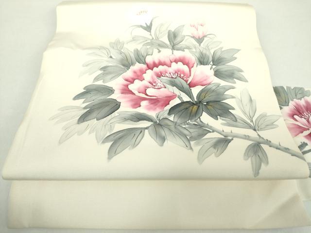 平和屋着物●内山晴祥 手描き 塩瀬 九寸名古屋帯 手描き 牡丹文 金彩 正絹 逸品 DAAZ0309ps