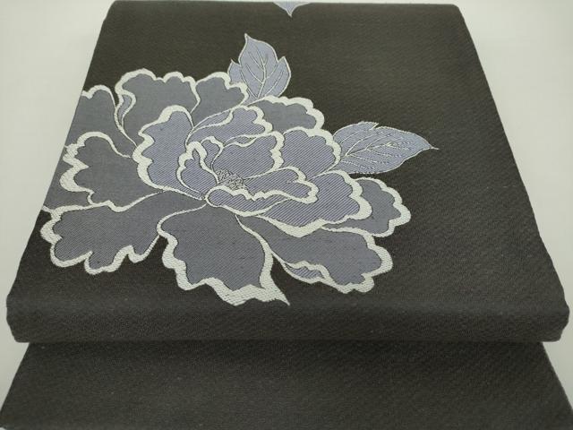 平和屋着物▽太鼓柄袋帯 スリーシーズン帯 春 夏 秋 紬地 牡丹文 正絹 逸品 DAAZ0339ps