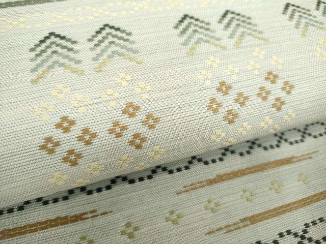 平和屋着物●六通柄袋帯 紬地 花織 正絹 逸品 DAAZ0383ps