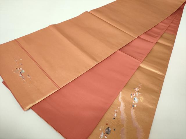平和屋着物●太鼓柄袋帯 唐織 海辺 貝殻 金銀糸 引箔 正絹 逸品 DAAZ0399ps