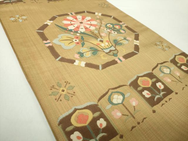 平和屋着物●六通柄 本袋帯 欧風 正絹 逸品 DAAZ0415ps