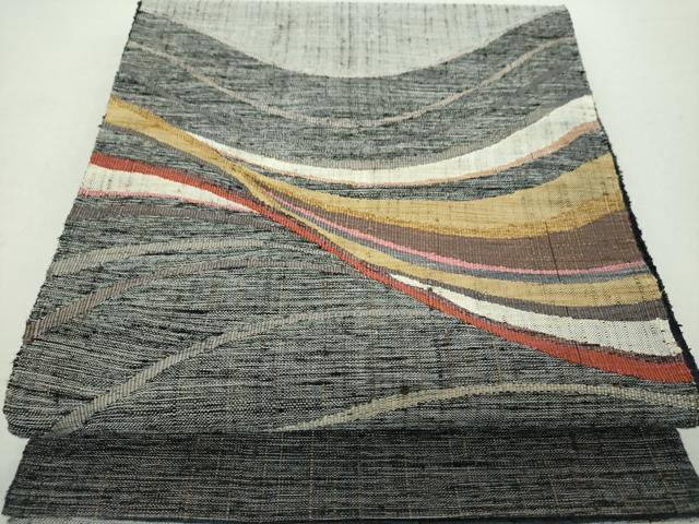 平和屋着物▽太鼓柄袋帯 スリーシーズン帯 春 夏 秋 紬地 霞文 正絹 逸品 DAAZ0429ps