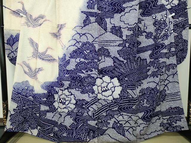 平和屋着物●名門 藤娘きぬたや・総絞り 振袖 流水飛鶴吉祥花文 正絹 逸品 DAAZ0487ps