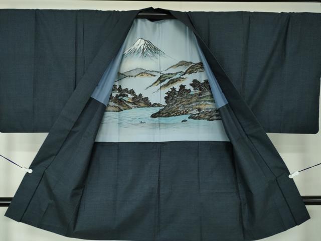 平和屋着物●男性 本場大島紬 アンサンブル 長羽織 亀甲柄 反端付き 正絹 逸品 DAAZ0517ps