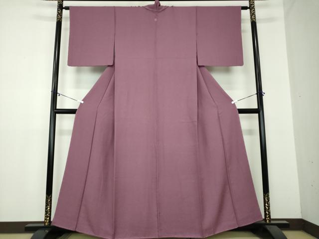 平和屋着物●上質な色無地 霞地紋 葡萄色 正絹 逸品 未使用 DAAZ0531ps