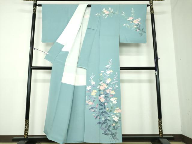 平和屋着物●訪問着 友禅 作家物 草花文 正絹 逸品 未使用 DAAZ0625ps