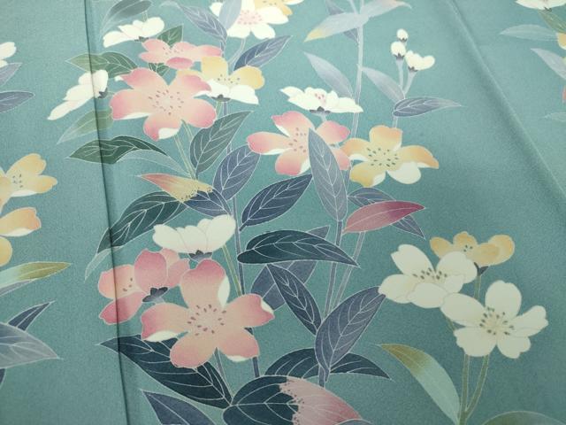 平和屋着物●訪問着 友禅 作家物 草花文 正絹 逸品 未使用 DAAZ0625ps