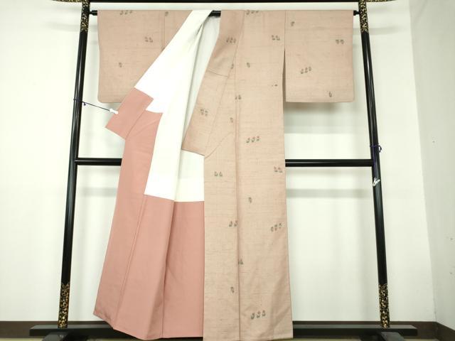 平和屋着物●上質な紬 手描き 草花文 金彩 正絹 逸品 DAAZ0667ps