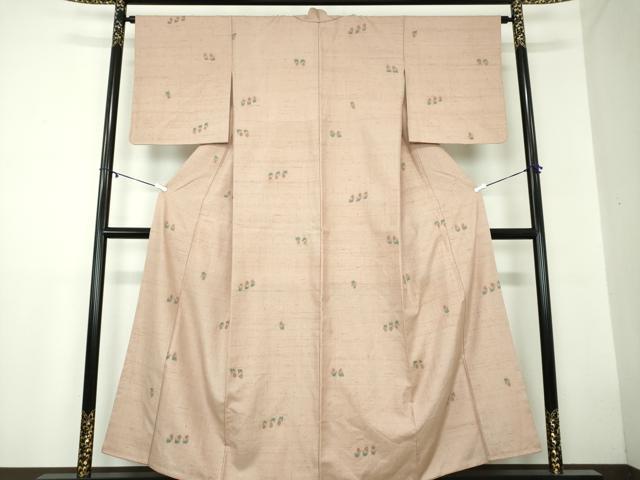 平和屋着物●上質な紬 手描き 草花文 金彩 正絹 逸品 DAAZ0667ps