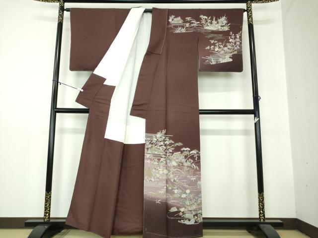 平和屋着物●訪問着 流水風景花文 暈し染め 正絹 逸品 未使用 DAAZ0670ps
