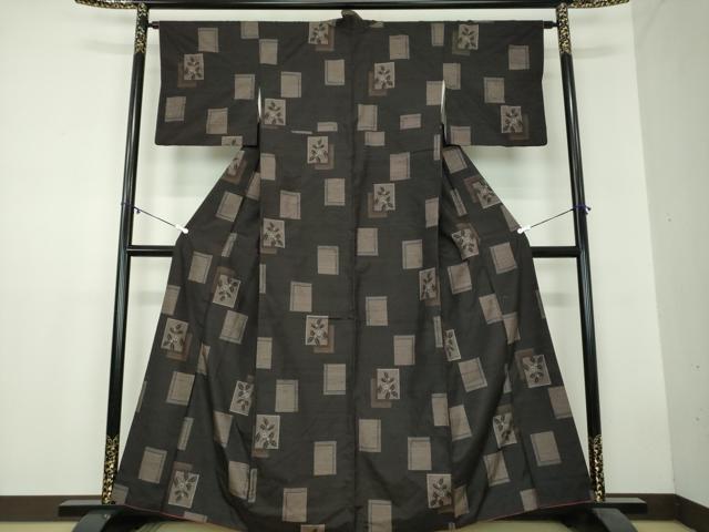 平和屋着物●上質な紬 色紙重ね花文 正絹 逸品 DAAZ0685ps