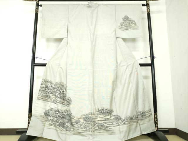 平和屋着物●本場染大島紬 訪問着 作家物 手描き 仁科路 正絹 逸品 DAAZ0716ps