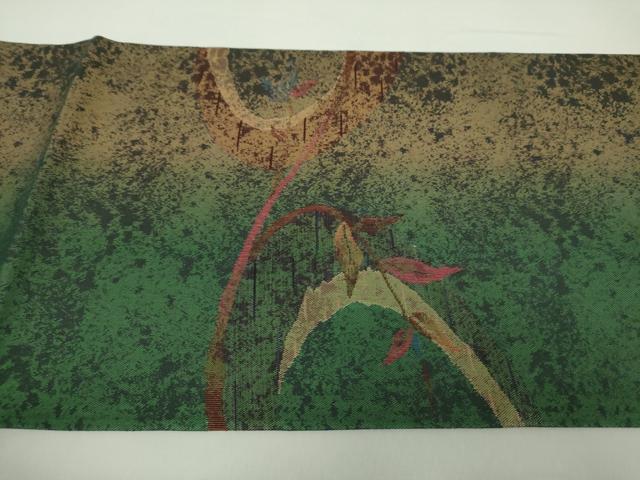 平和屋着物●太鼓柄袋帯 すくい織 枝葉文 引箔 正絹 逸品 DAAZ0783ps