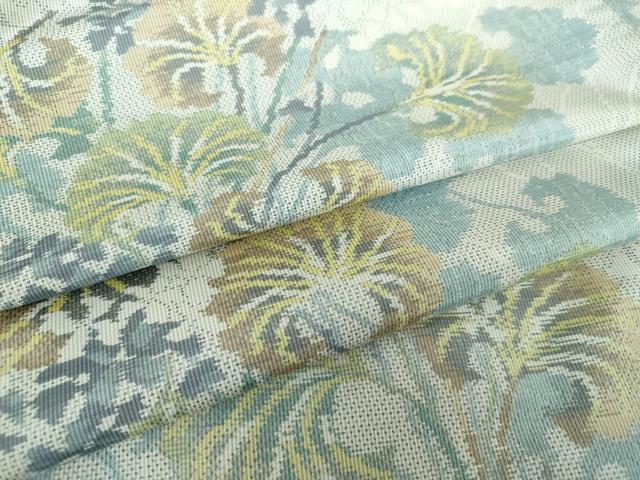 平和屋着物●本場大島紬　白大島　7マルキ　草花文　正絹　逸品　DABC2268ud 平和屋着物○本場大島紬 白大島 カタス7マルキ 蔦草文 鈴乃屋扱い 正絹